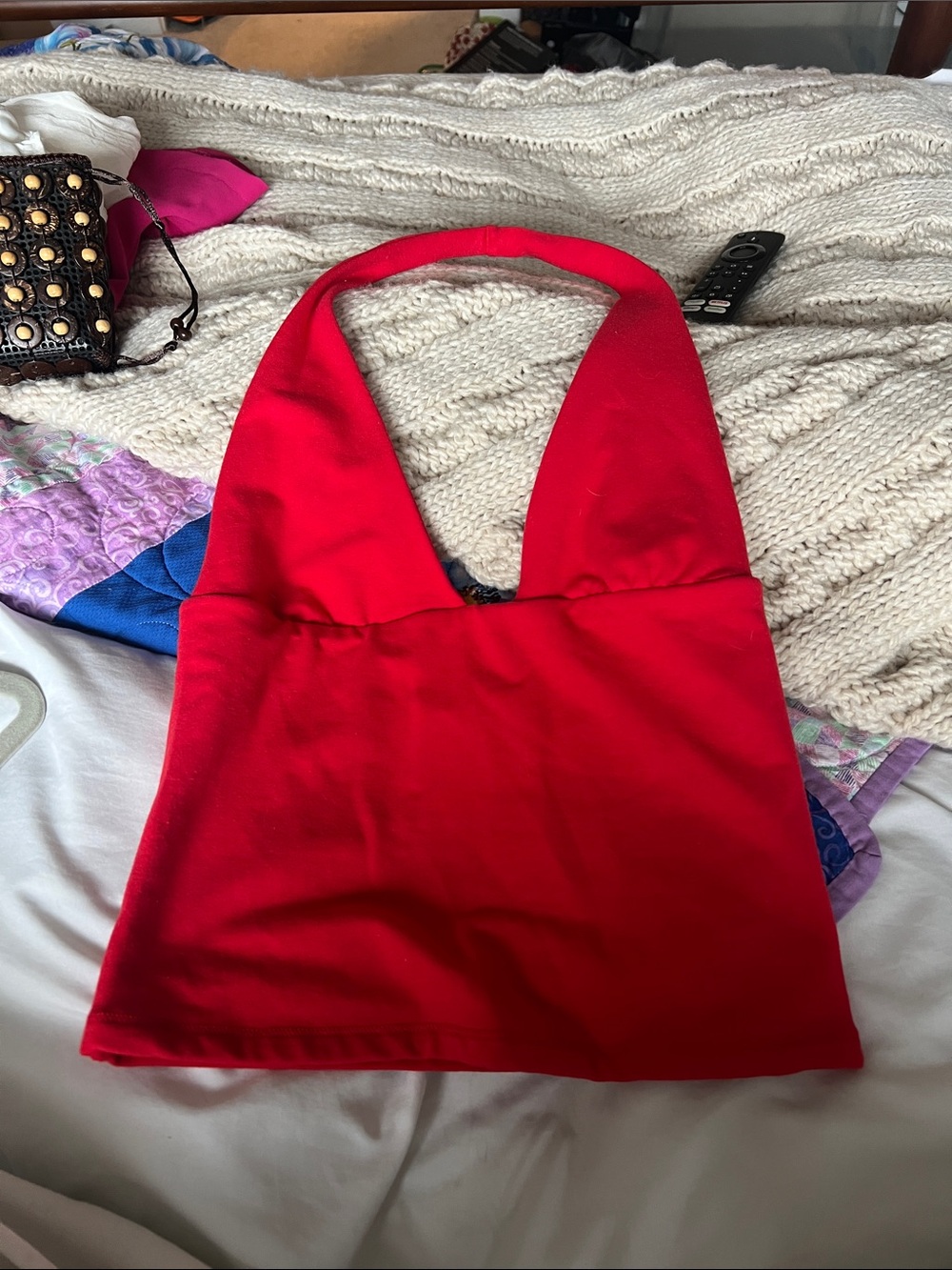 Garage Red Halter Tote Top